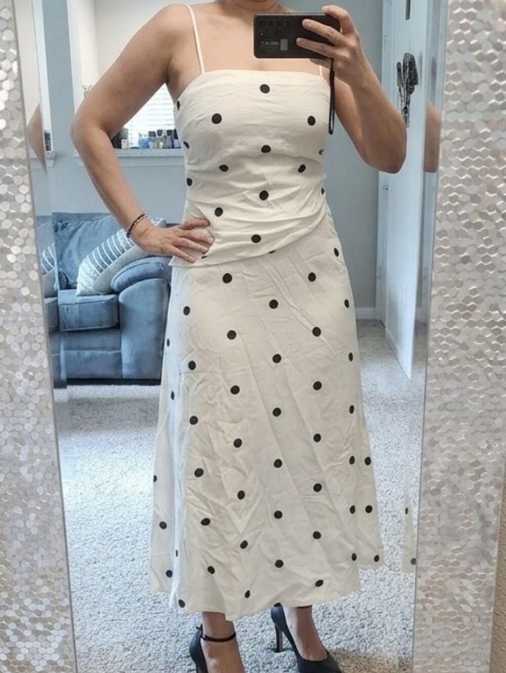 Bailey 44 White Maxi Dress with Black Polka Dots